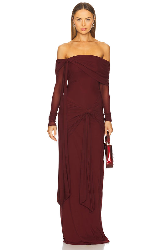 Off-shoulder Long Sleeve Sexy Maxi Dress
