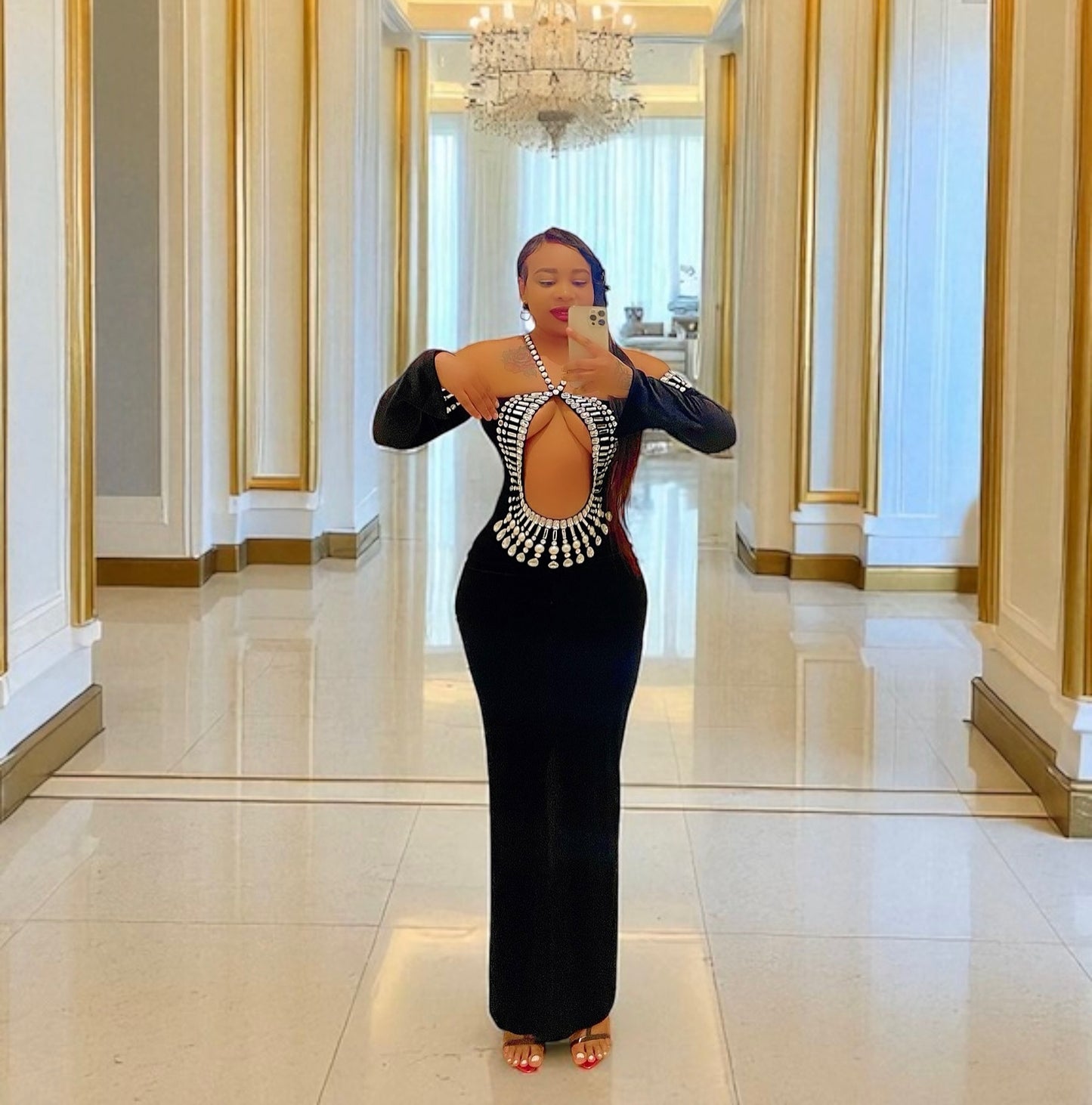 Halter Off the Shoulder Velvet Bodycon Long Gown Dress