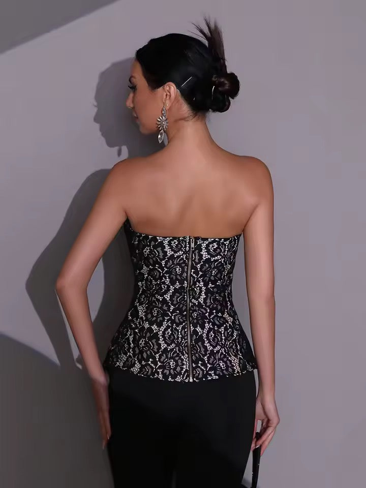 Zipper Lace Overbust Bustiers Sleeveless Gothic Body Shaper Corselet Bodices