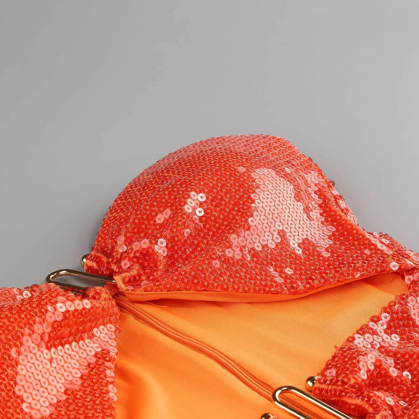 Strapless Orange Strapless Strapless Sequin Cut Out Tight Midi dress - REBECATHELABEL