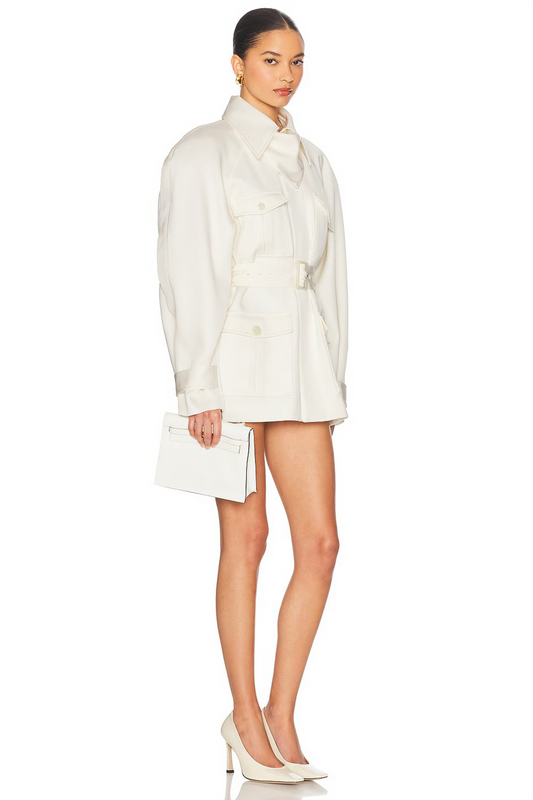 Cream White Belted Trench Coat