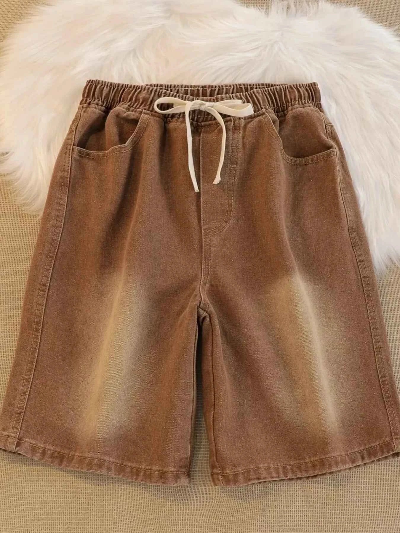 Men's Plus Size Drawstring Denim Shorts