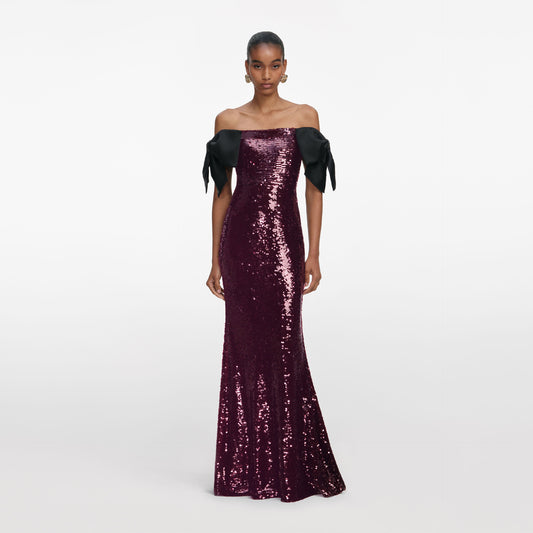 Off Shoulder Sleeves Tight Lace Glitter Party Formal dress