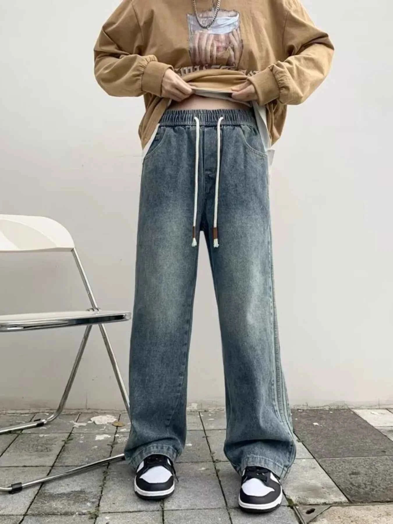 Men's Full Size Vintage Wash Wide Leg Jeans Plus Size