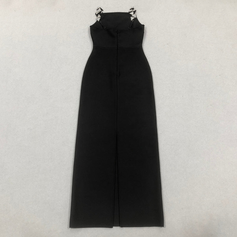 Flower Beading Pleat Draped A-line Off-the-shoulder Long Dress