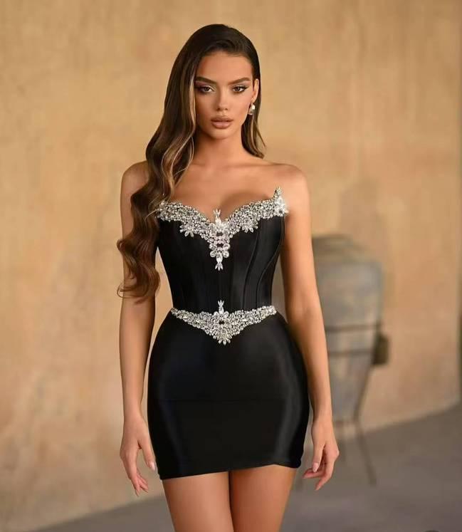 Charming Rhinestones Cocktail Dress