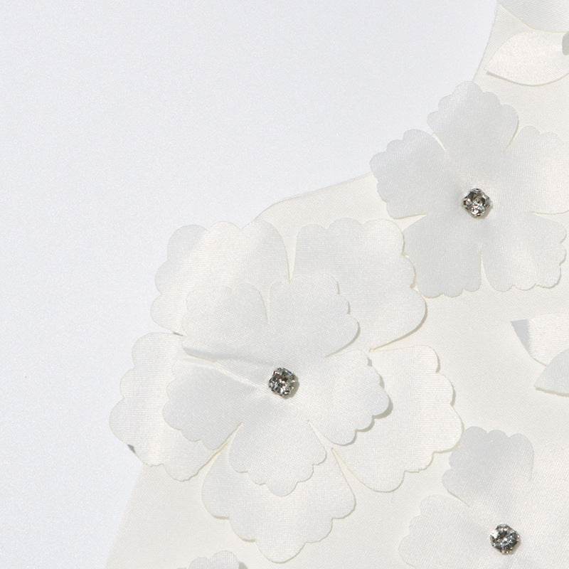 Loose Short Skirt Beaded Three Dimensional Floral Sleeveless Dress - REBECATHELABEL