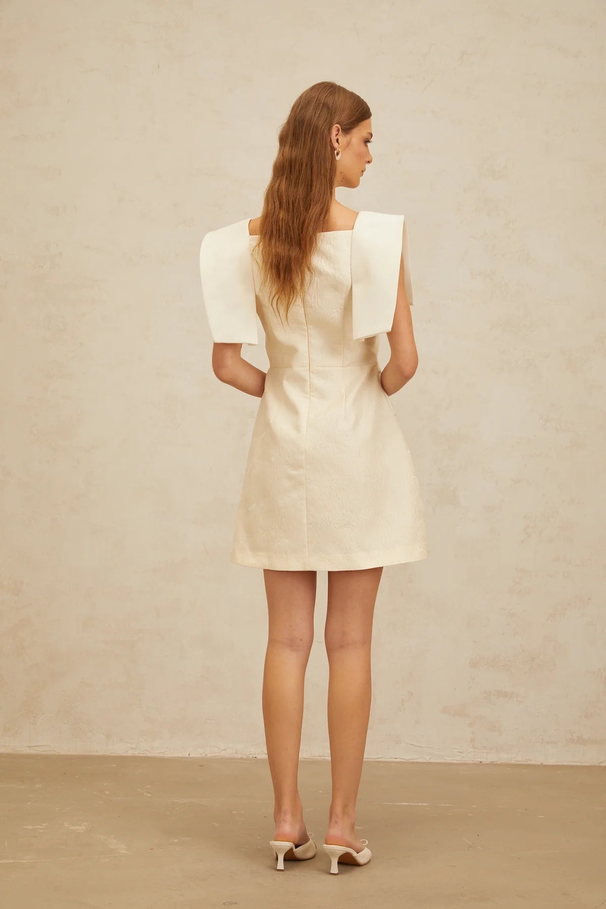 White Floral Appliqué Crochet Mini Dress