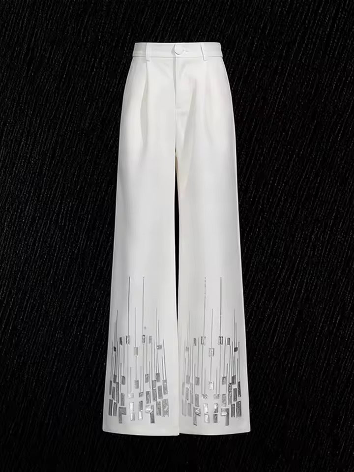 Double-Breasted Blazer & Wide-Leg Pants Set