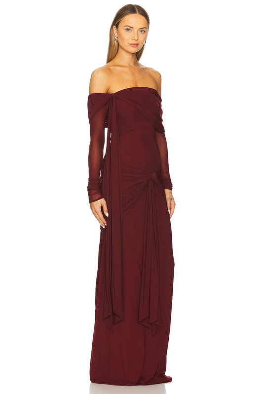 Off-shoulder Long Sleeve Sexy Maxi Dress