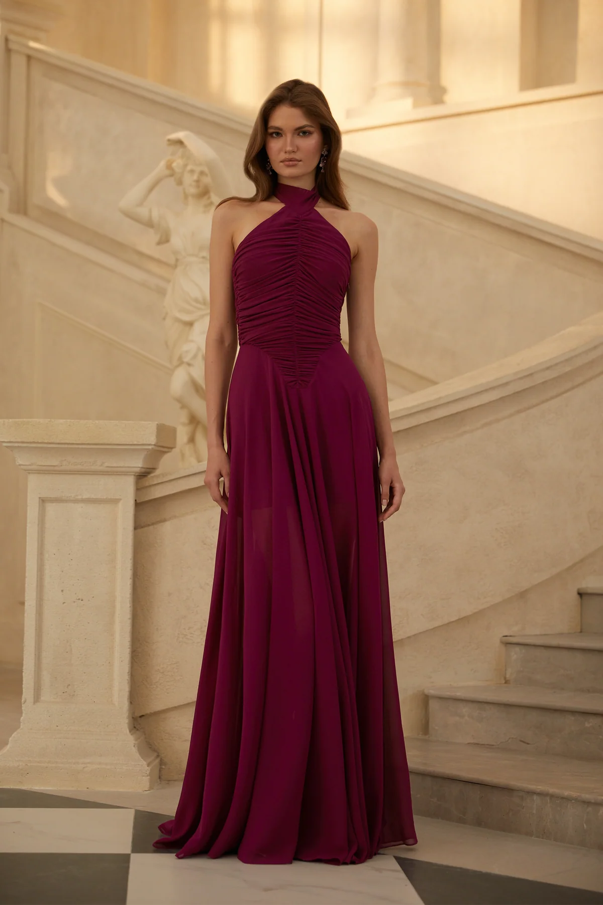 Purple Ruched Maxi Dress