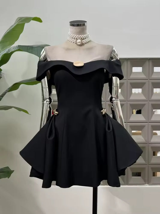 Off The Shoulder Waist-Cinching Mini Dress