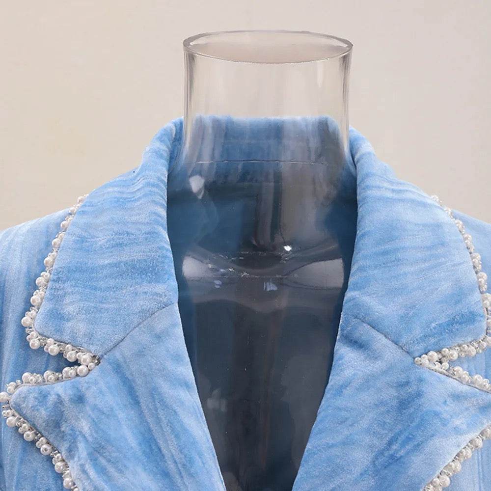 Velvet Set Loose Retro Suit Coat and Wide Pants Belt Set - REBECATHELABEL