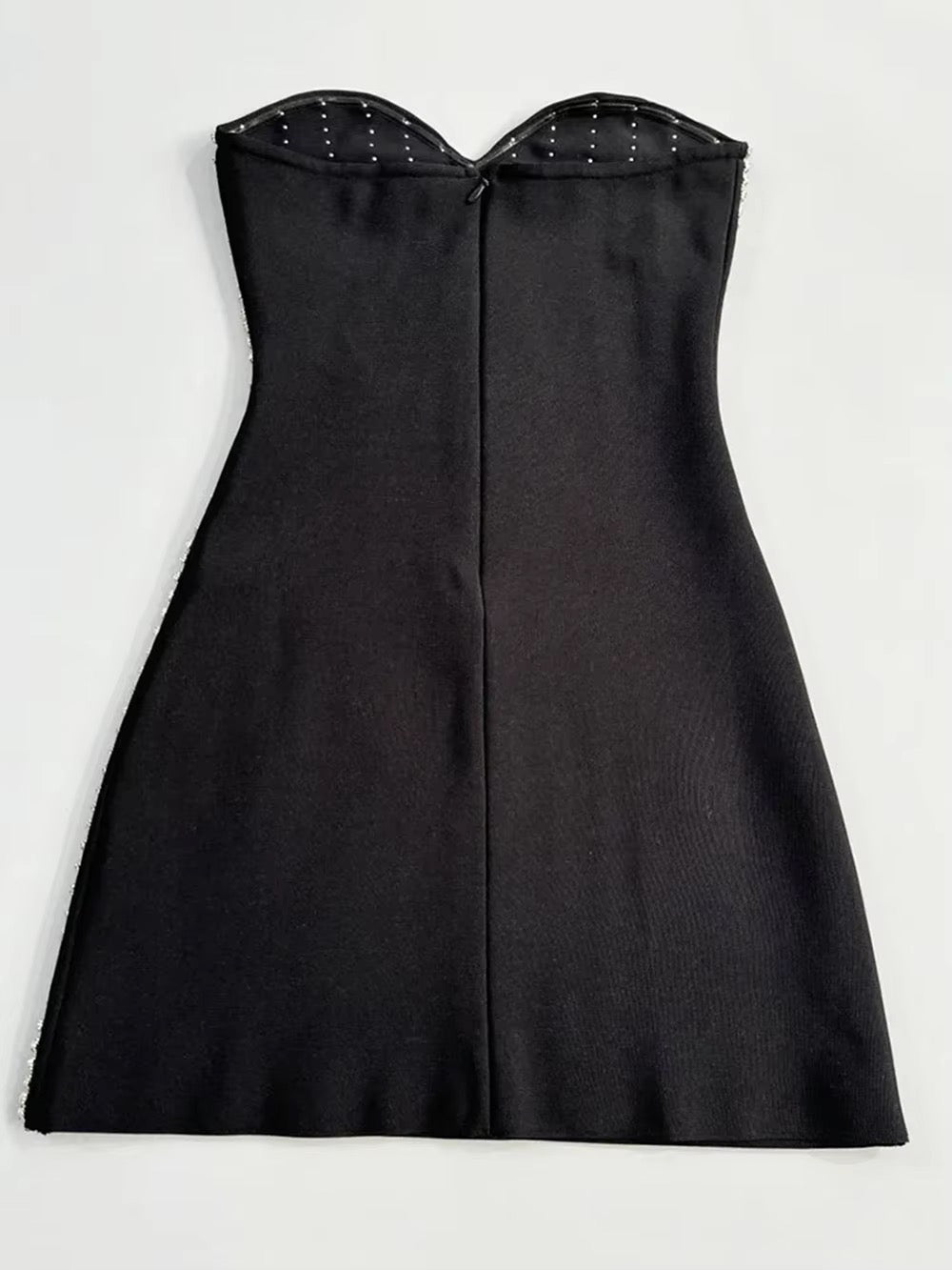 Black Diamond Strapless Bodycon Sleeveless Bandage Mini Dress