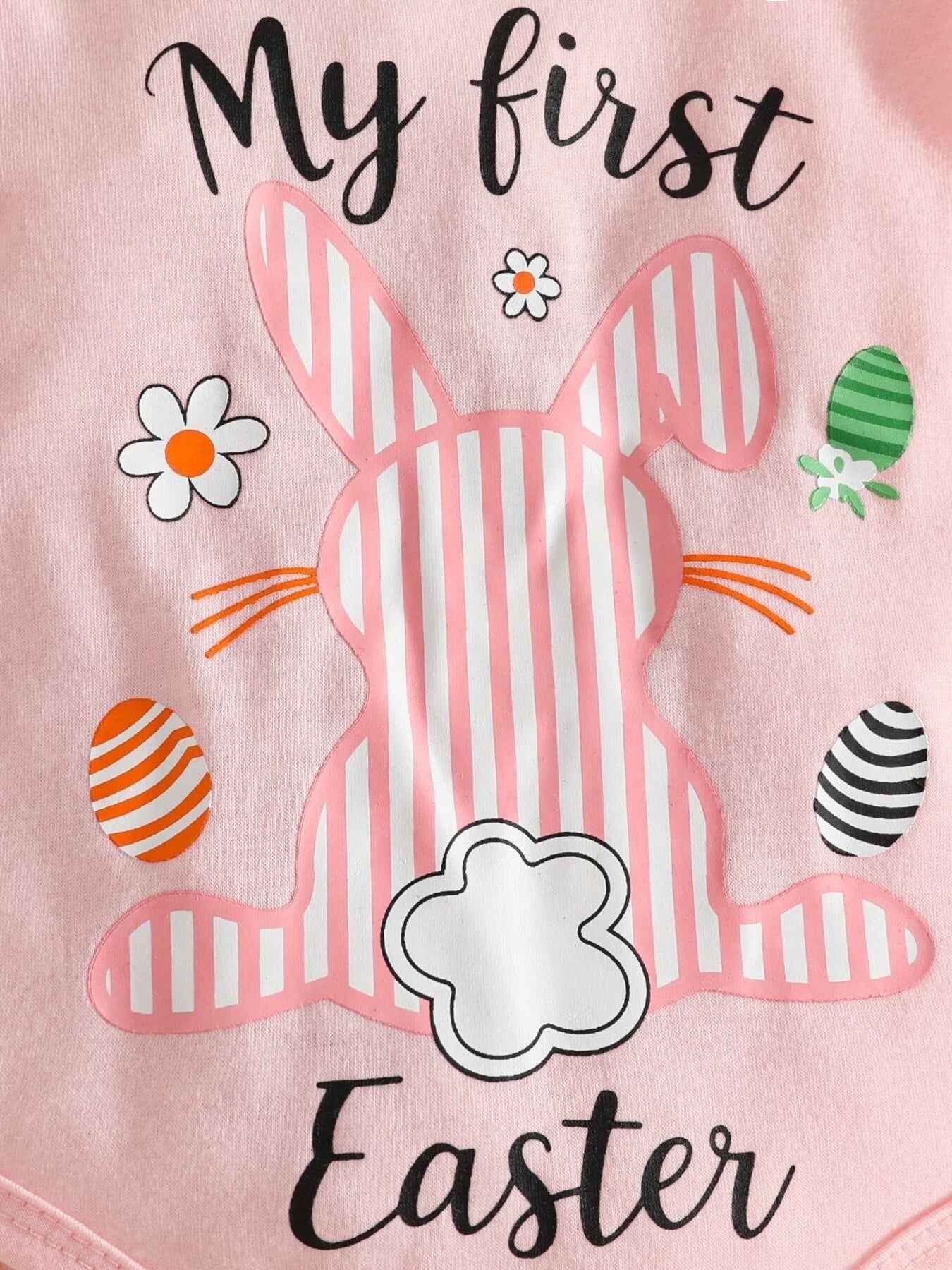 Children's Easter Bunny Long Sleeve Bodysuit and Pants Set with Headband