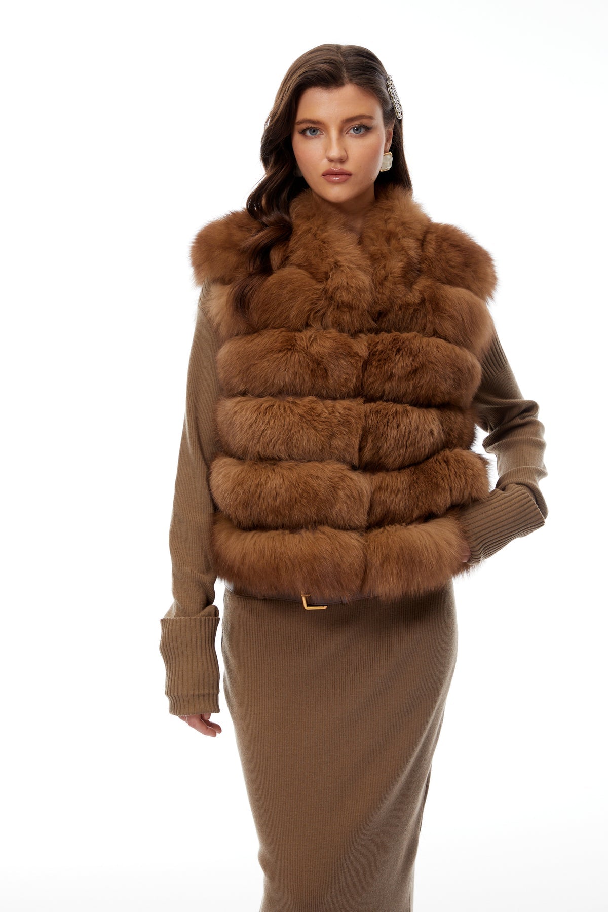 Brown Layered Fur Gilet
