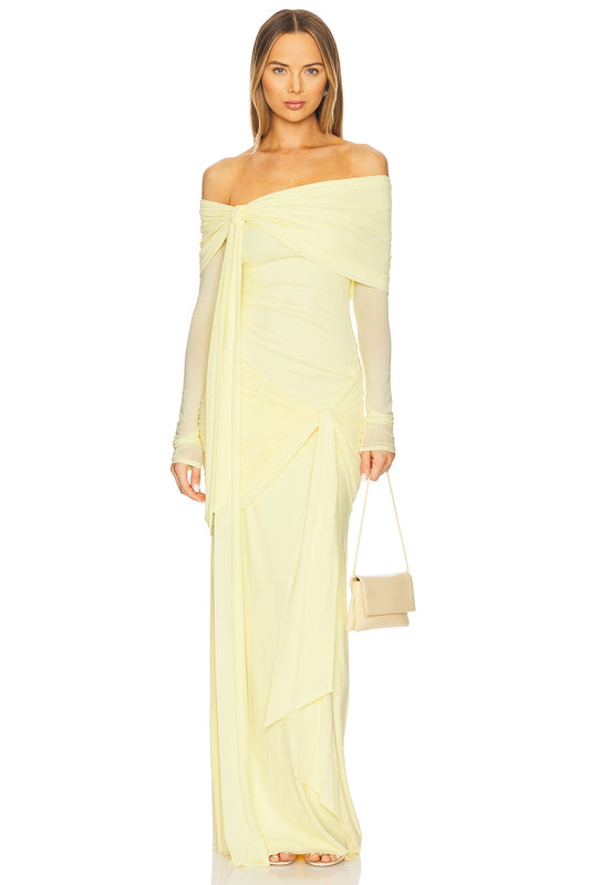 Off-shoulder Long Sleeve Sexy Maxi Dress