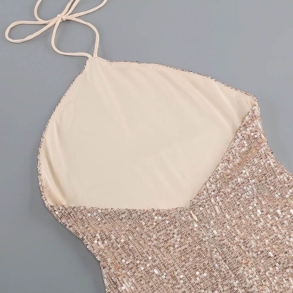 Backless Sleeveless Gold Tight Long Dress - REBECATHELABEL