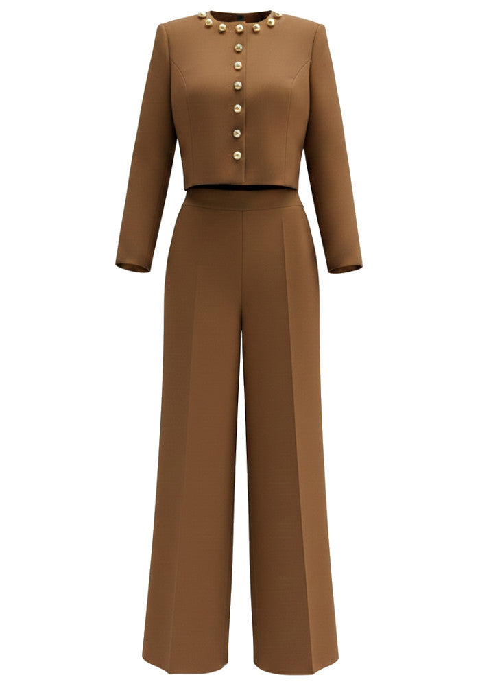 Embellished Suit Brown
