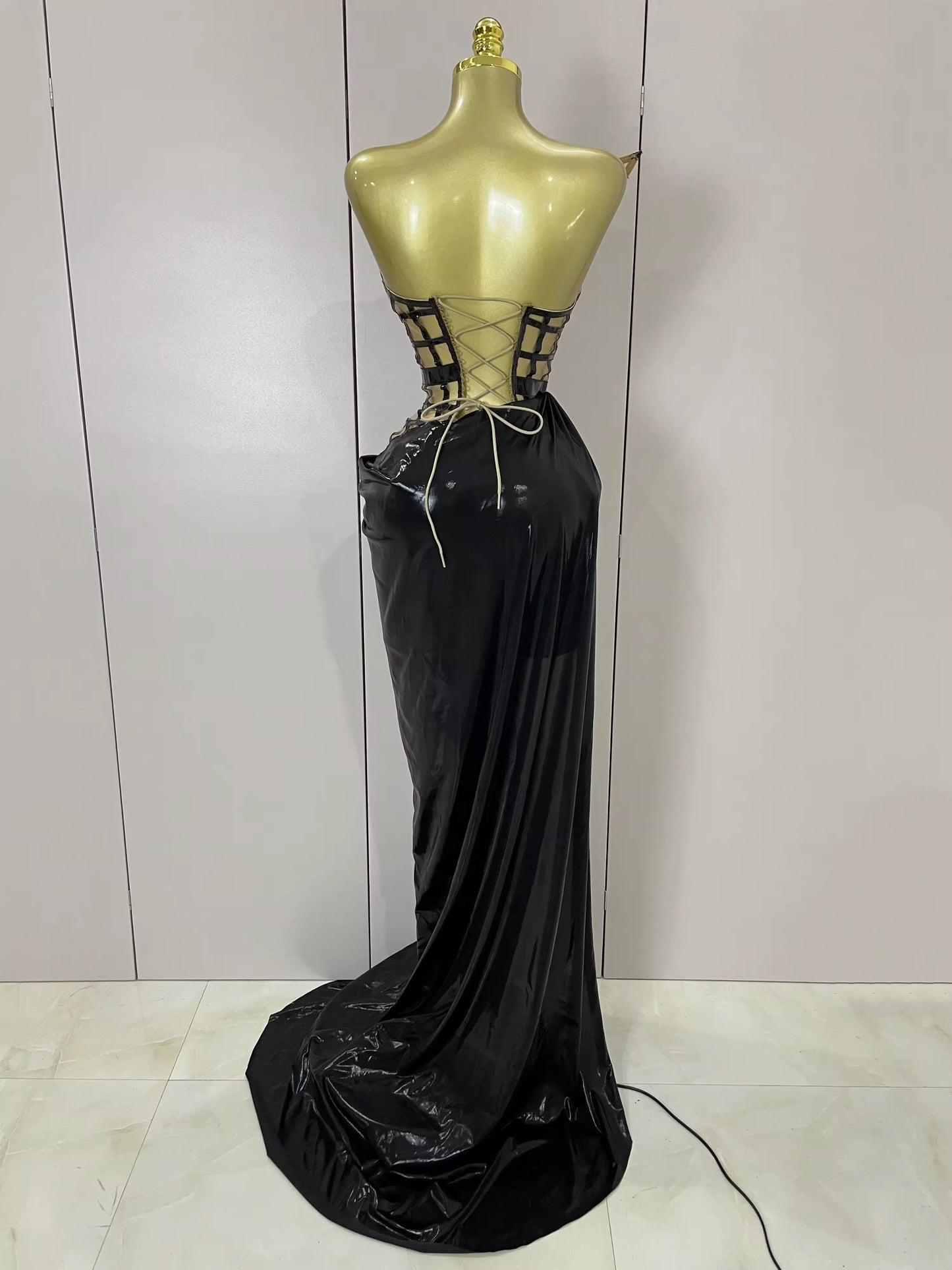 Mesh See Through Top Skirt Gloves Set