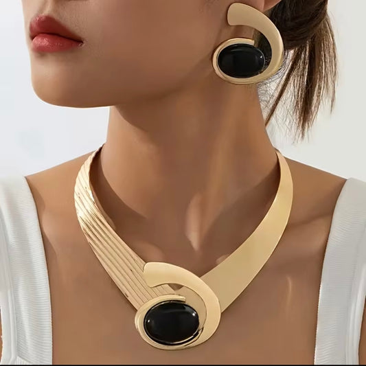 Black & Gold Plated Armor Necklace