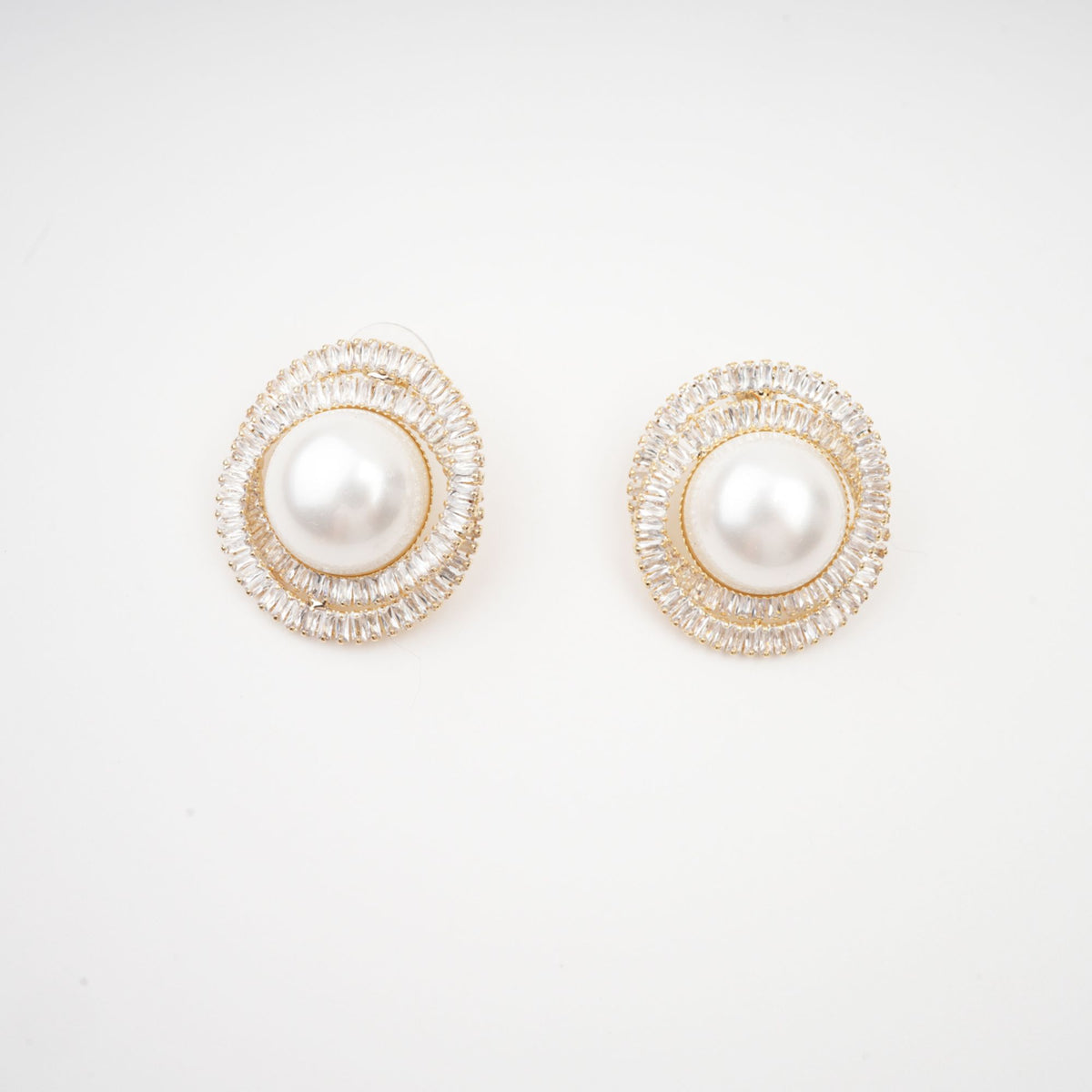 crystal faux-pearl earrings