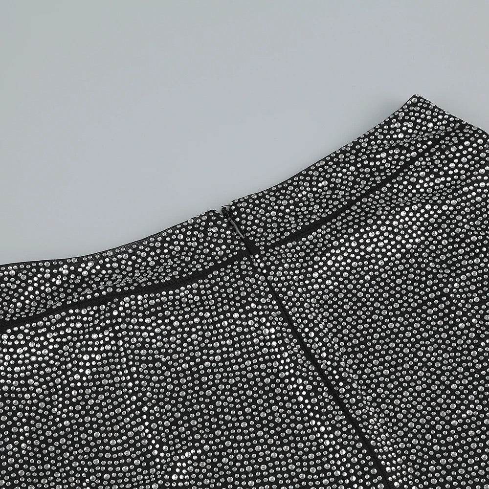 Two Piece diamond Long sleeved Double Button Suit Top set - REBECATHELABEL