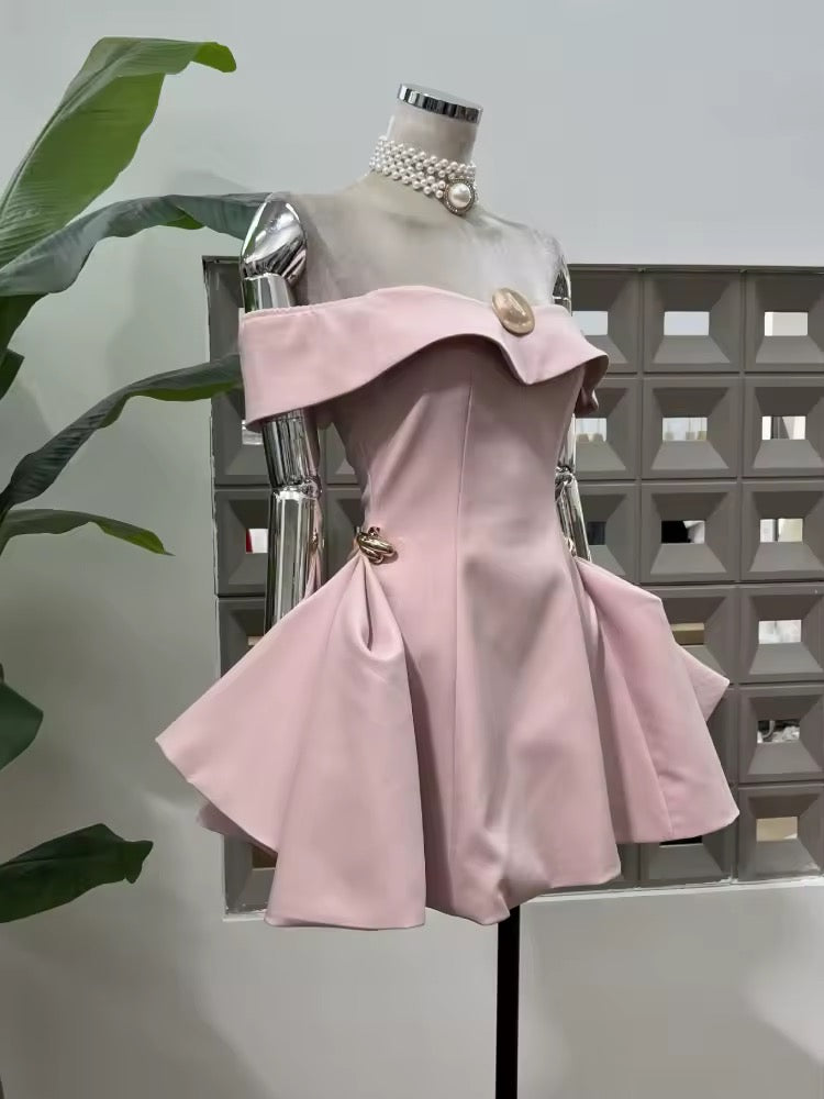 Off The Shoulder Waist-Cinching Mini Dress