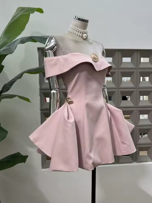 Off The Shoulder Waist-Cinching Mini Dress