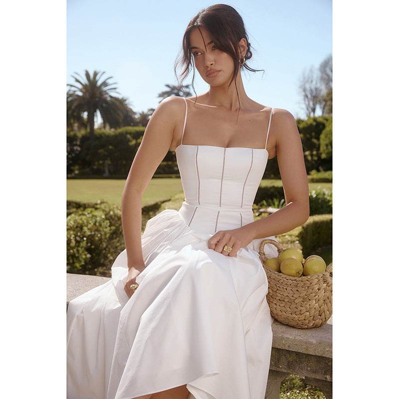 Out Cutout out Lace Band a Swing Sling Dress - REBECATHELABEL