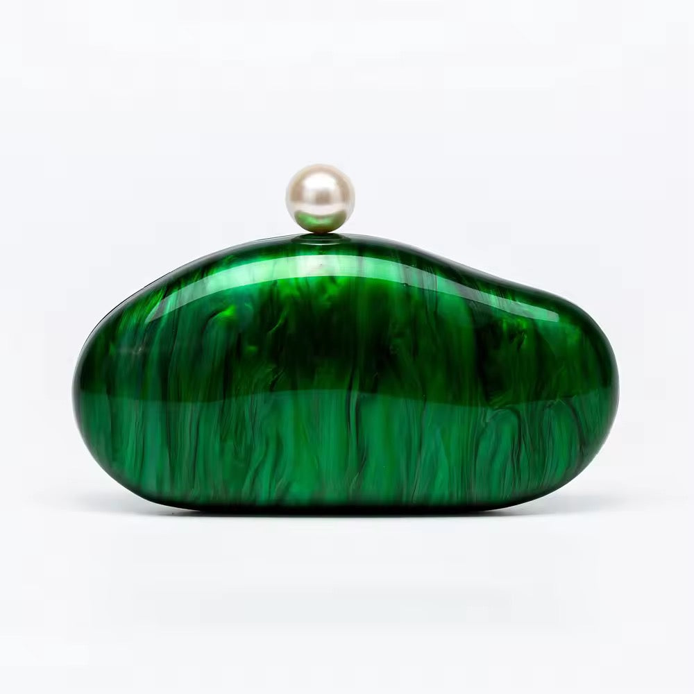 Pearl Marble Red Green Brown Black Acrylic Box Clutches