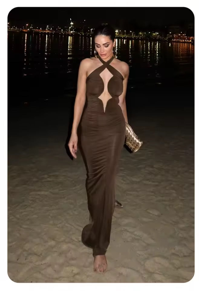 Halter Neck Cut-Out Maxi Dress