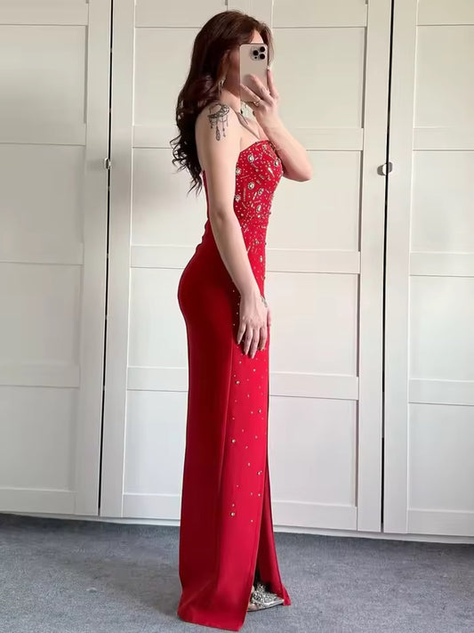 Strapless Diamond Bodycon Bandage Long Dress