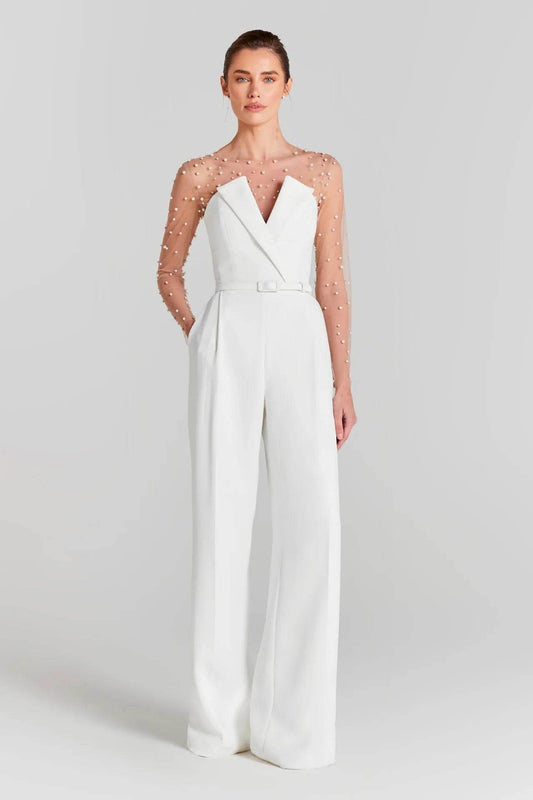 Mesh Pearl jumpsuit Fashion Casual Two piece - REBECATHELABEL