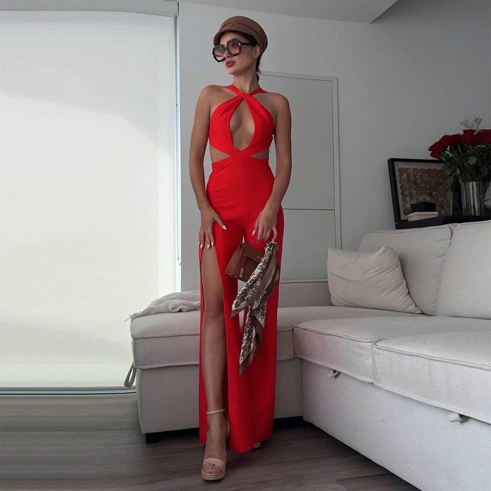 Bodycon Elegant Hollow Back Strap jumpsuit - REBECATHELABEL