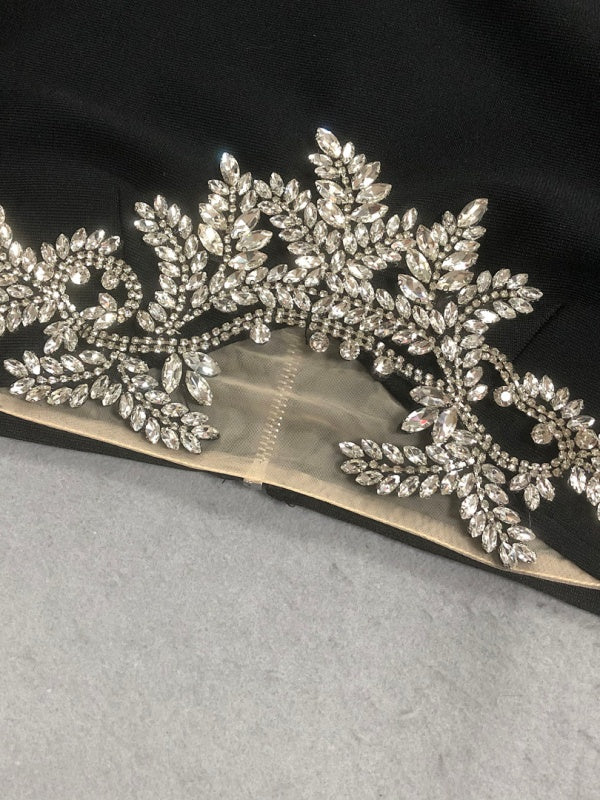 Long Sleeve Lace Patchwork Sequin Short Top with High Waist Pencil Skirt Two-Piece