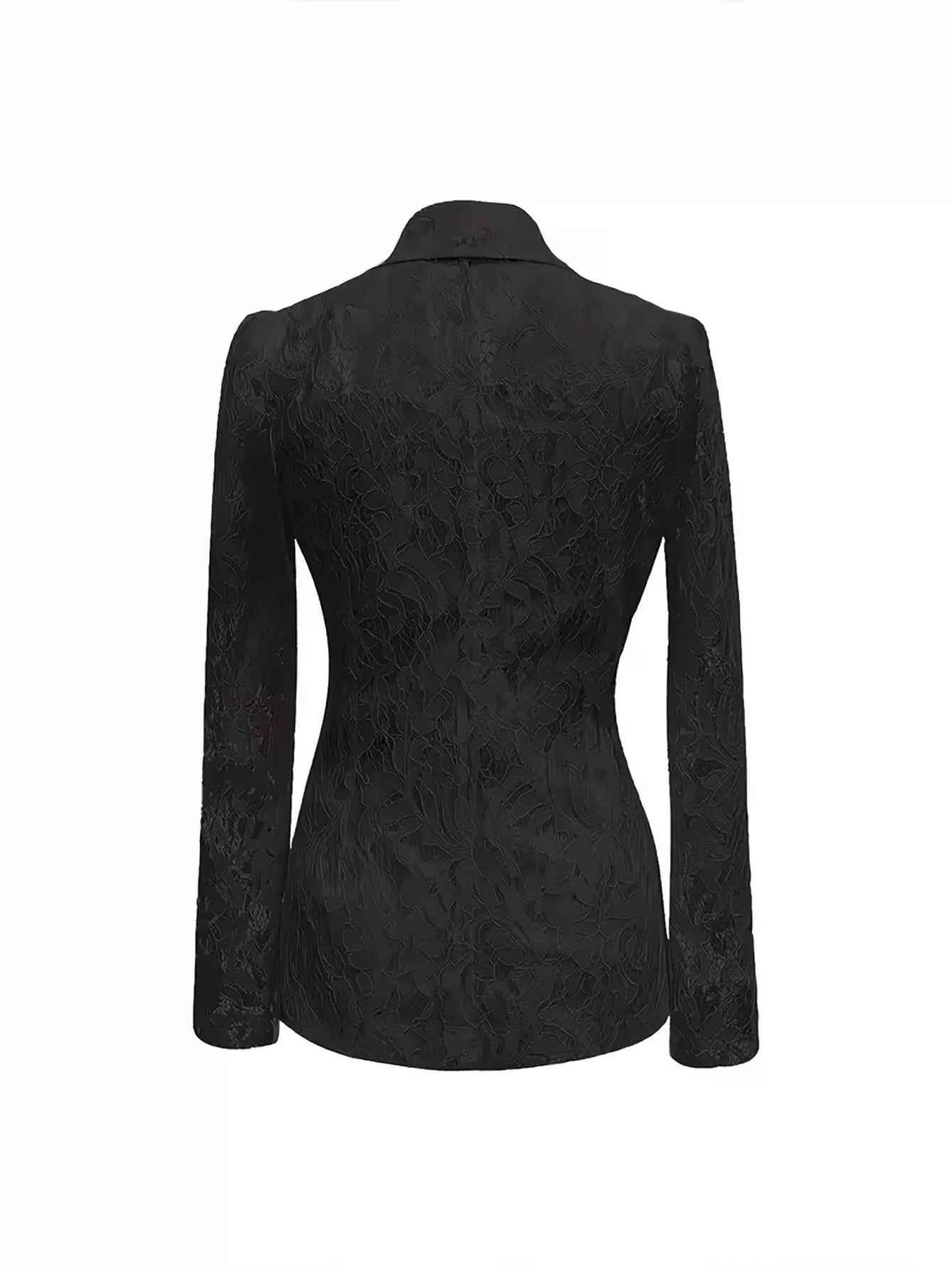 Lace Button Up Fitted Blazer