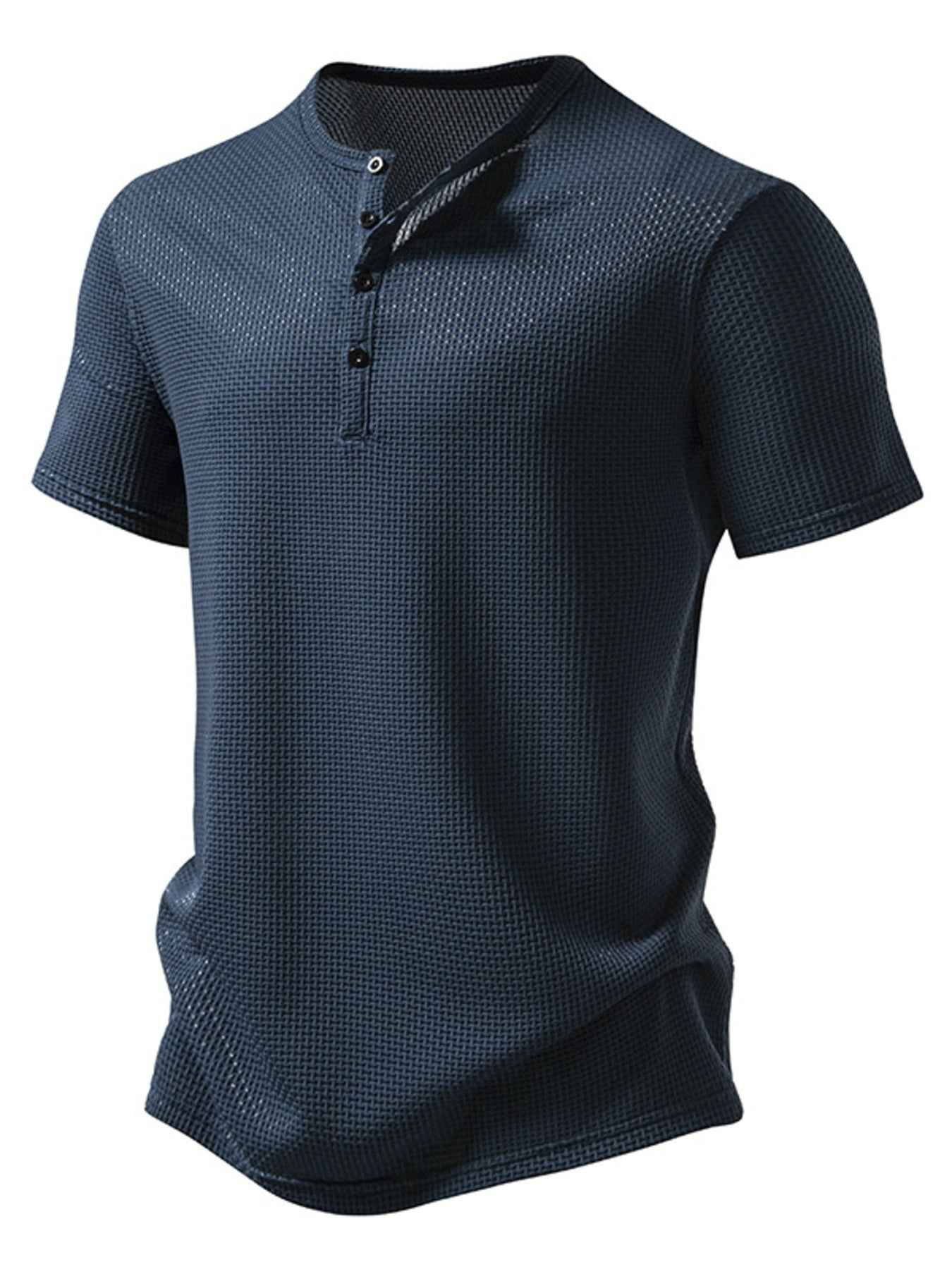 Men's Textured Henley Button Detail T-Shirt