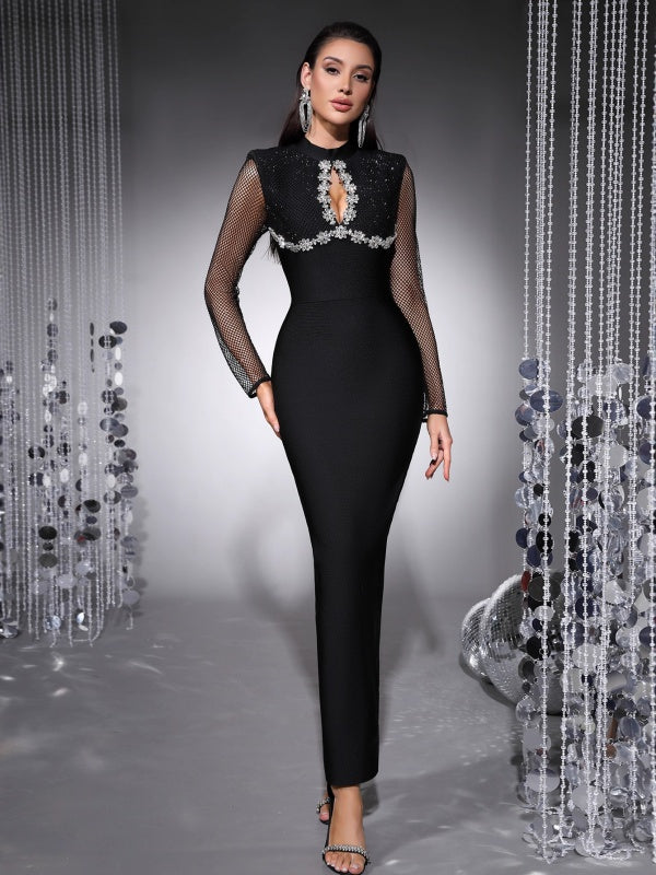 Sparkly Diamonds Long Sleeve Maxi Bandage