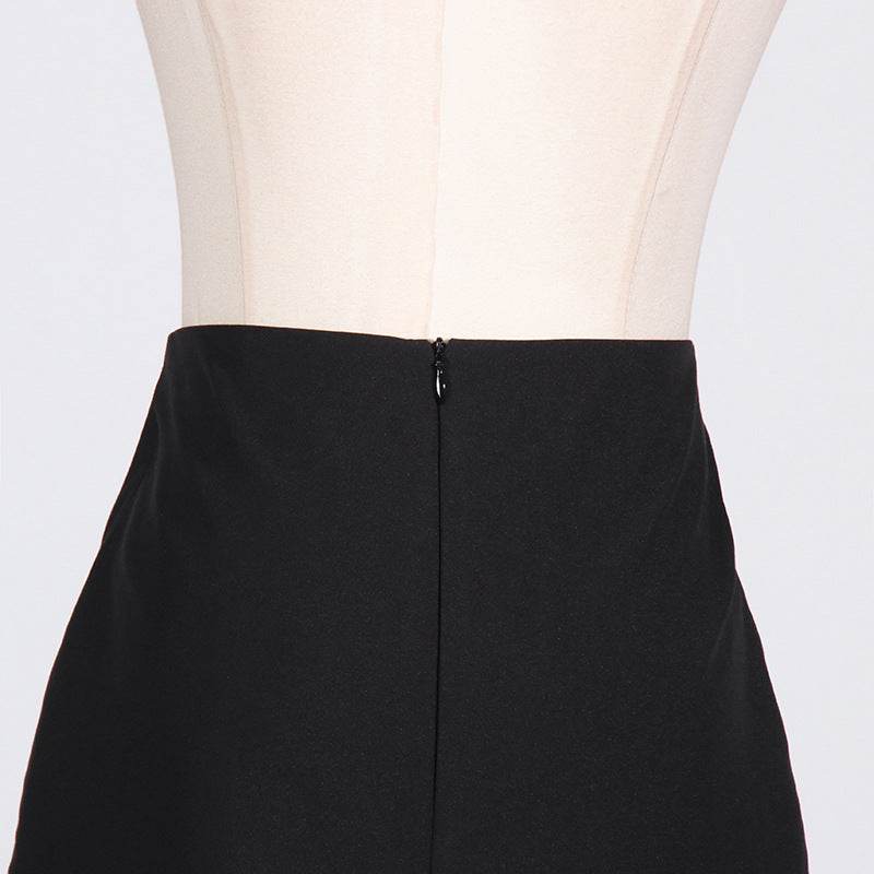 High Waist Slimming Bow Lace Pleated Split Skirt - REBECATHELABEL