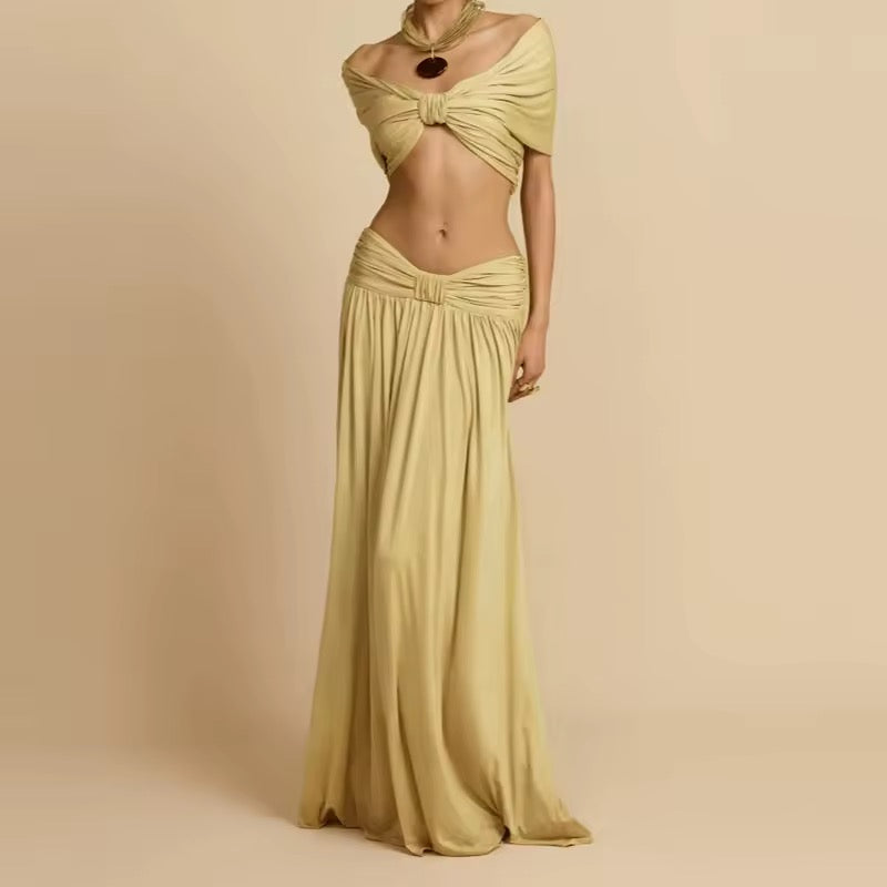 Off Shoulder Sleeveless Long Skirt Set