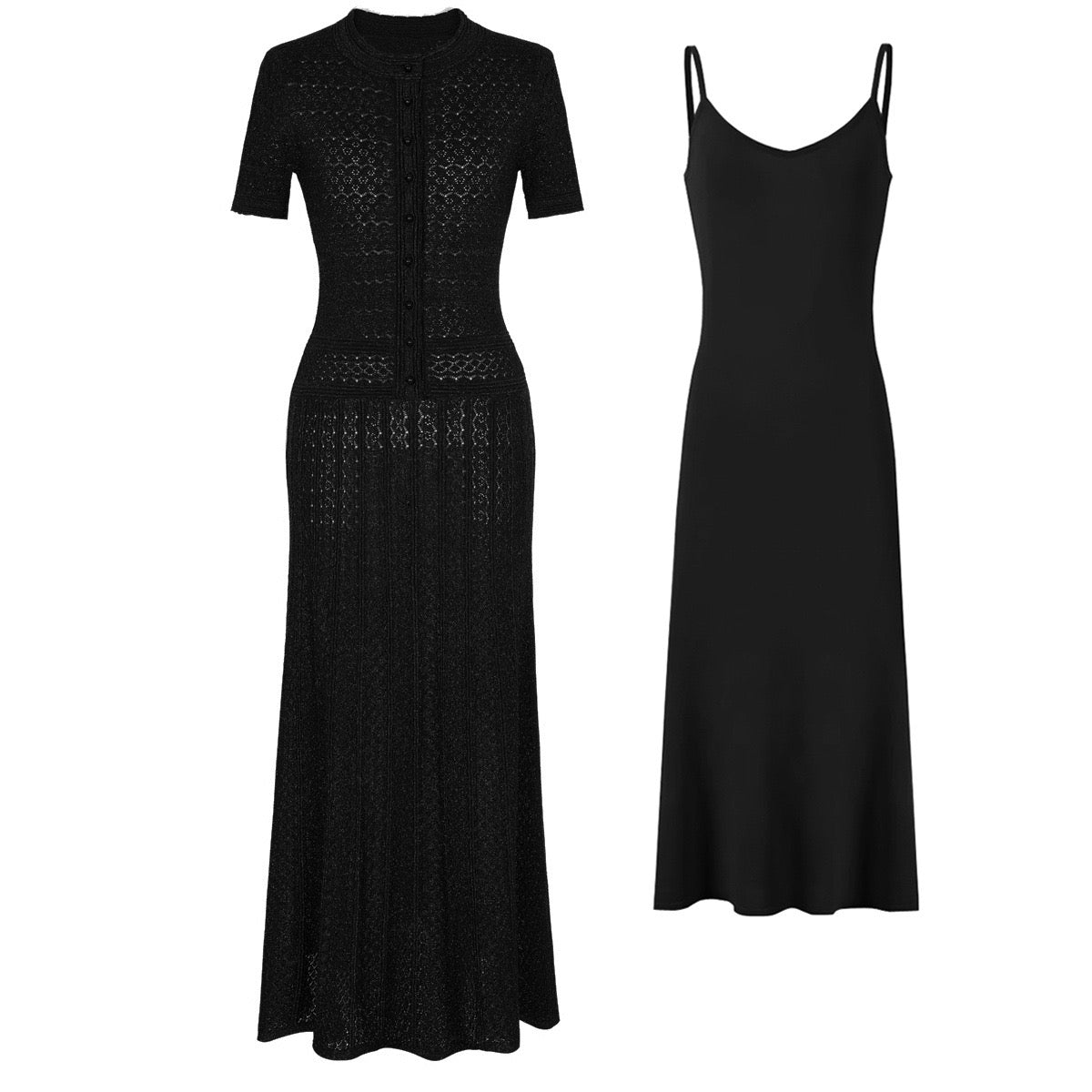 short-sleeved knitted decorative dress