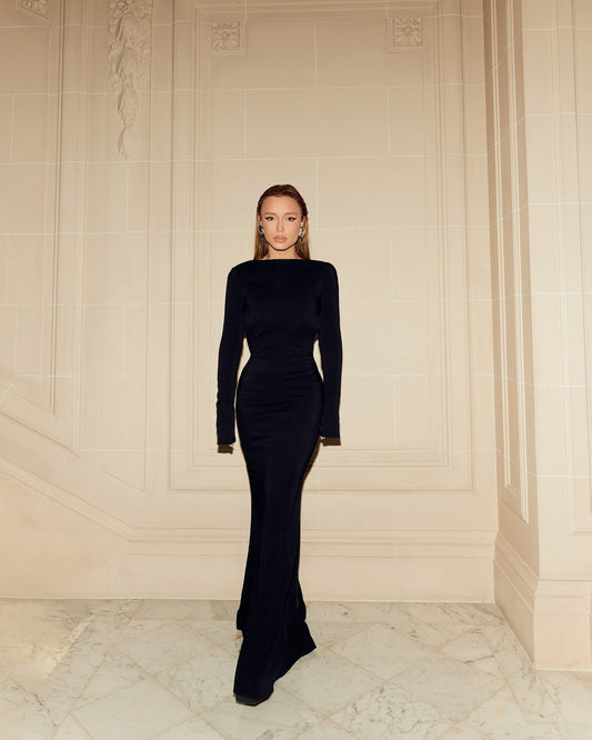 Long Sleeve backless Slim fit long Maxi Dress