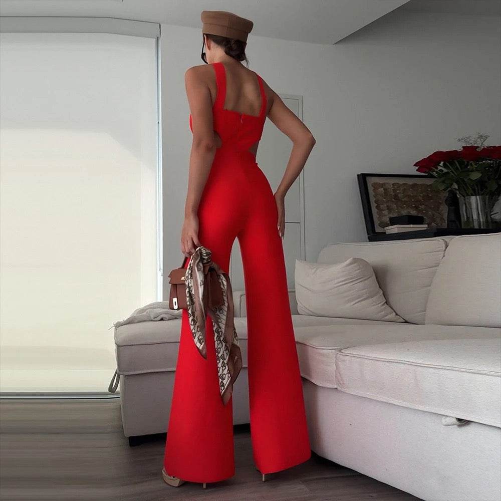 Bodycon Elegant Hollow Back Strap jumpsuit - REBECATHELABEL