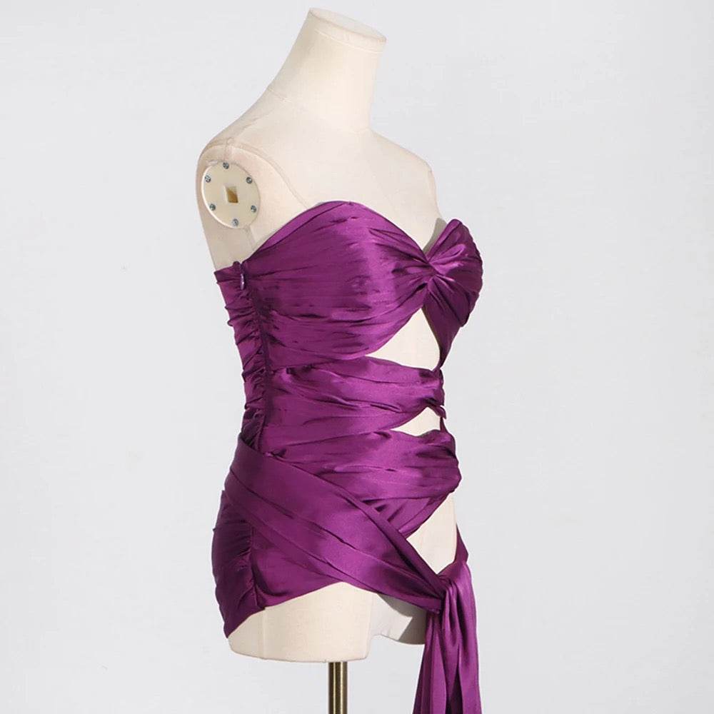 Strapless Bow Drop Pleated Tank Top - REBECATHELABEL