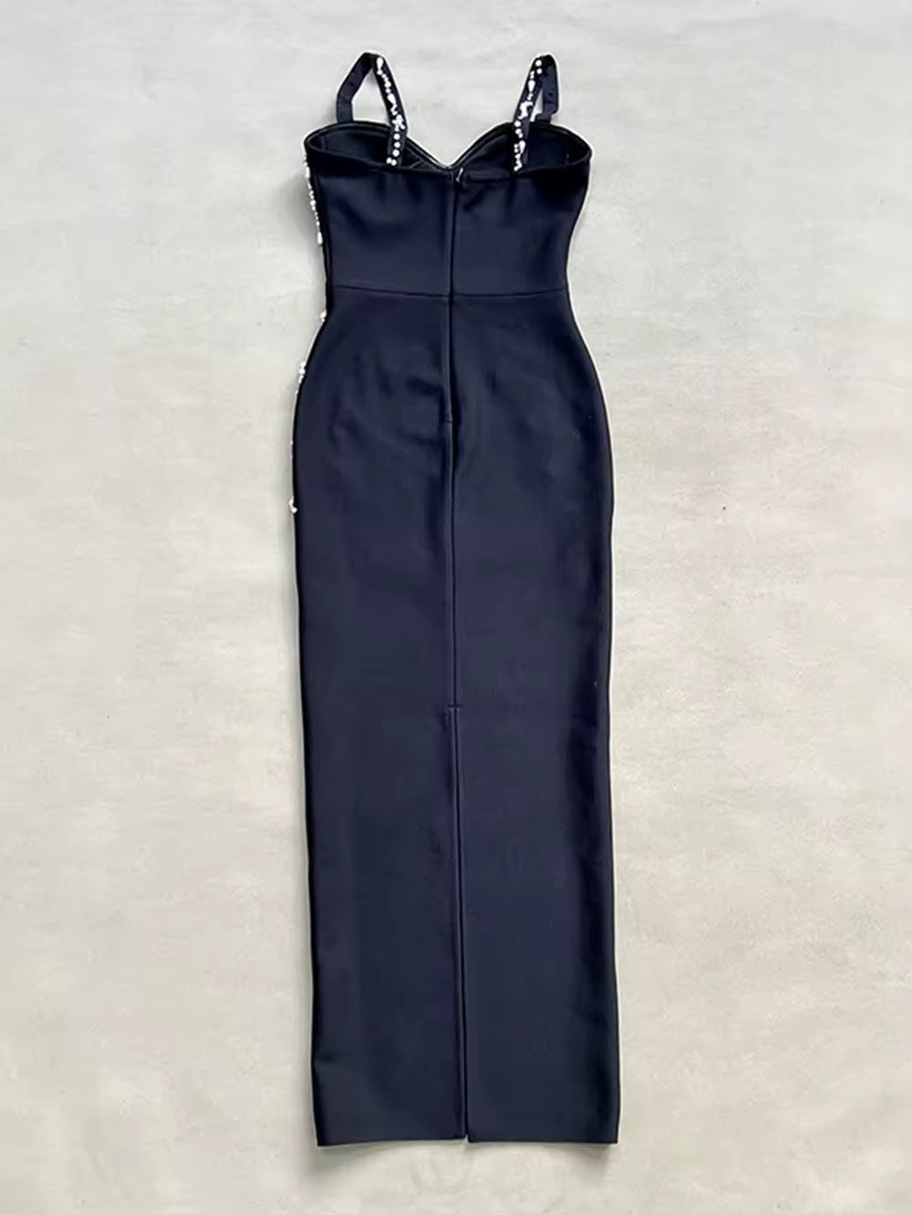 Diamond Beads Spaghetti Strap Backless Sexy Maxi Bandage Dress