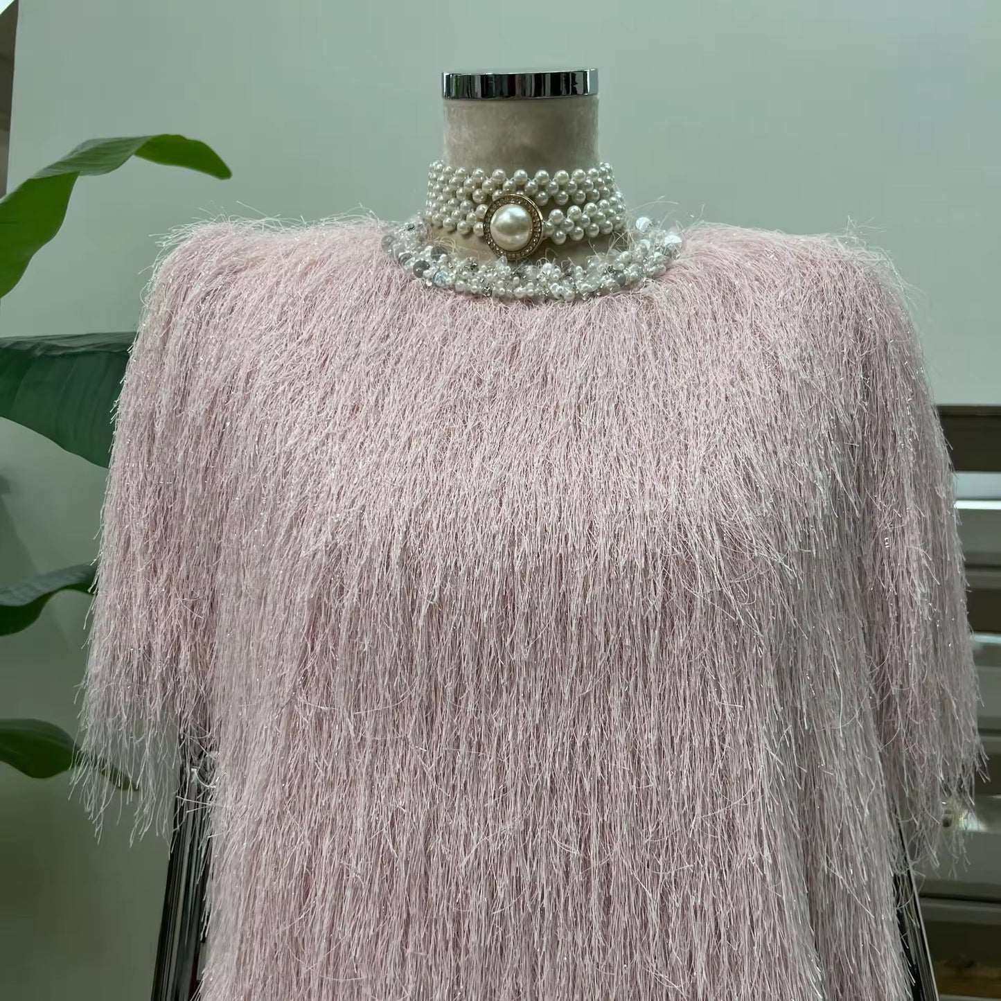 Pearl Fringe Mini Dress