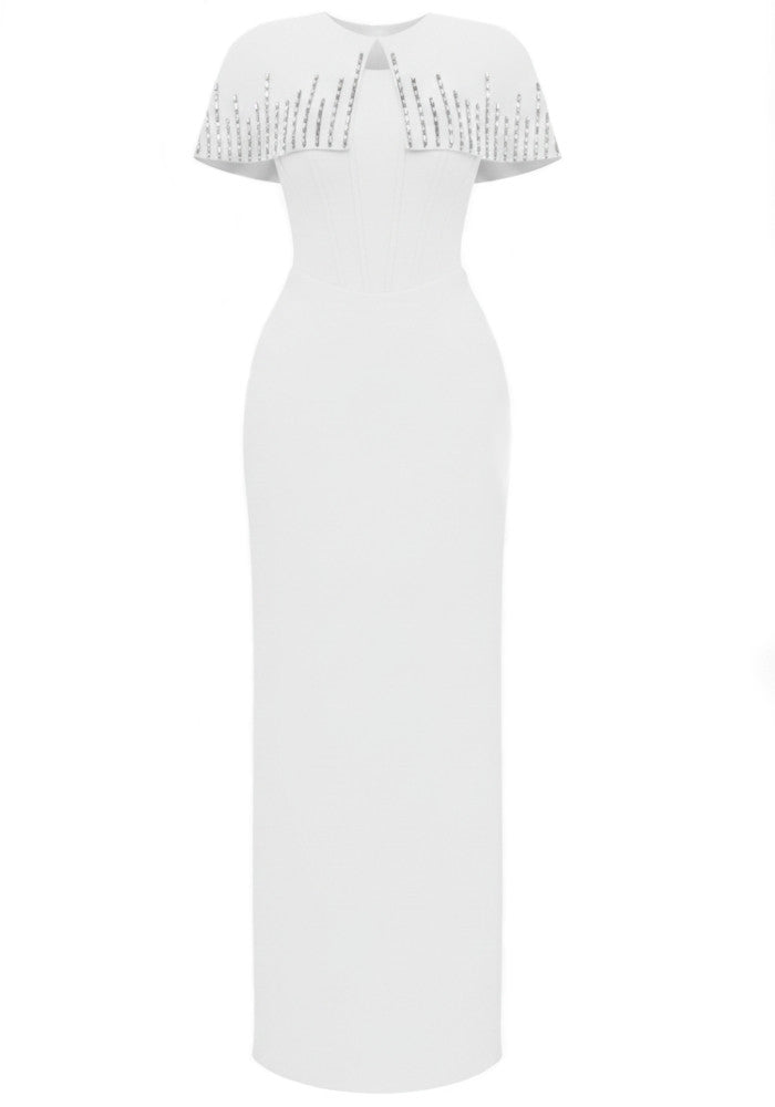 Crystal Cape Detail Maxi Dress