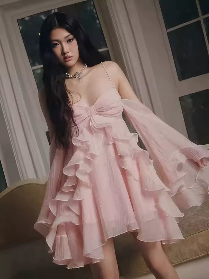 Off The Shoulder Ruffles Long Sleeves Mini Dress