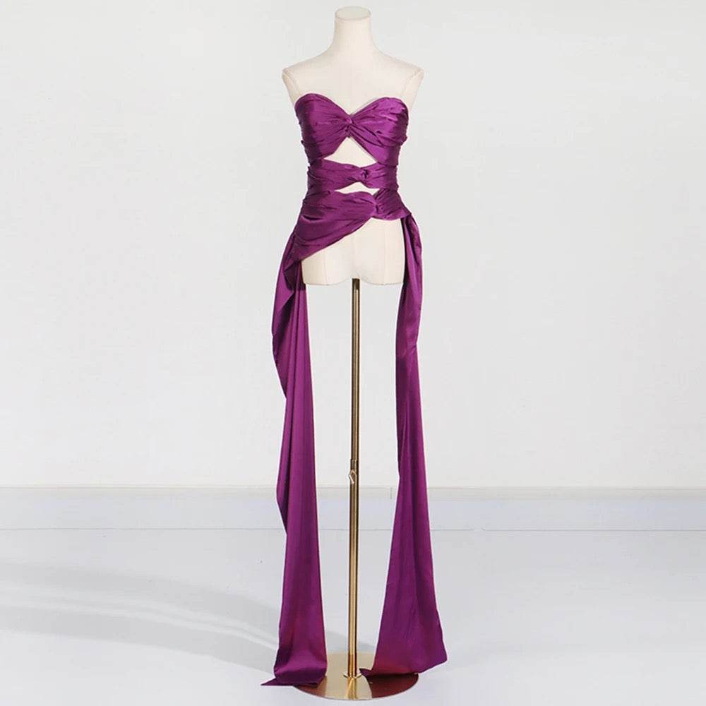 Strapless Bow Drop Pleated Tank Top - REBECATHELABEL